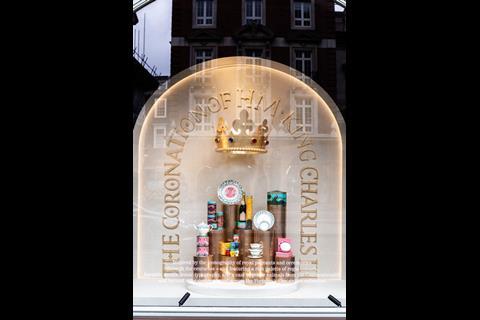 Fortnum & Mason's windows displaying coronation collection
